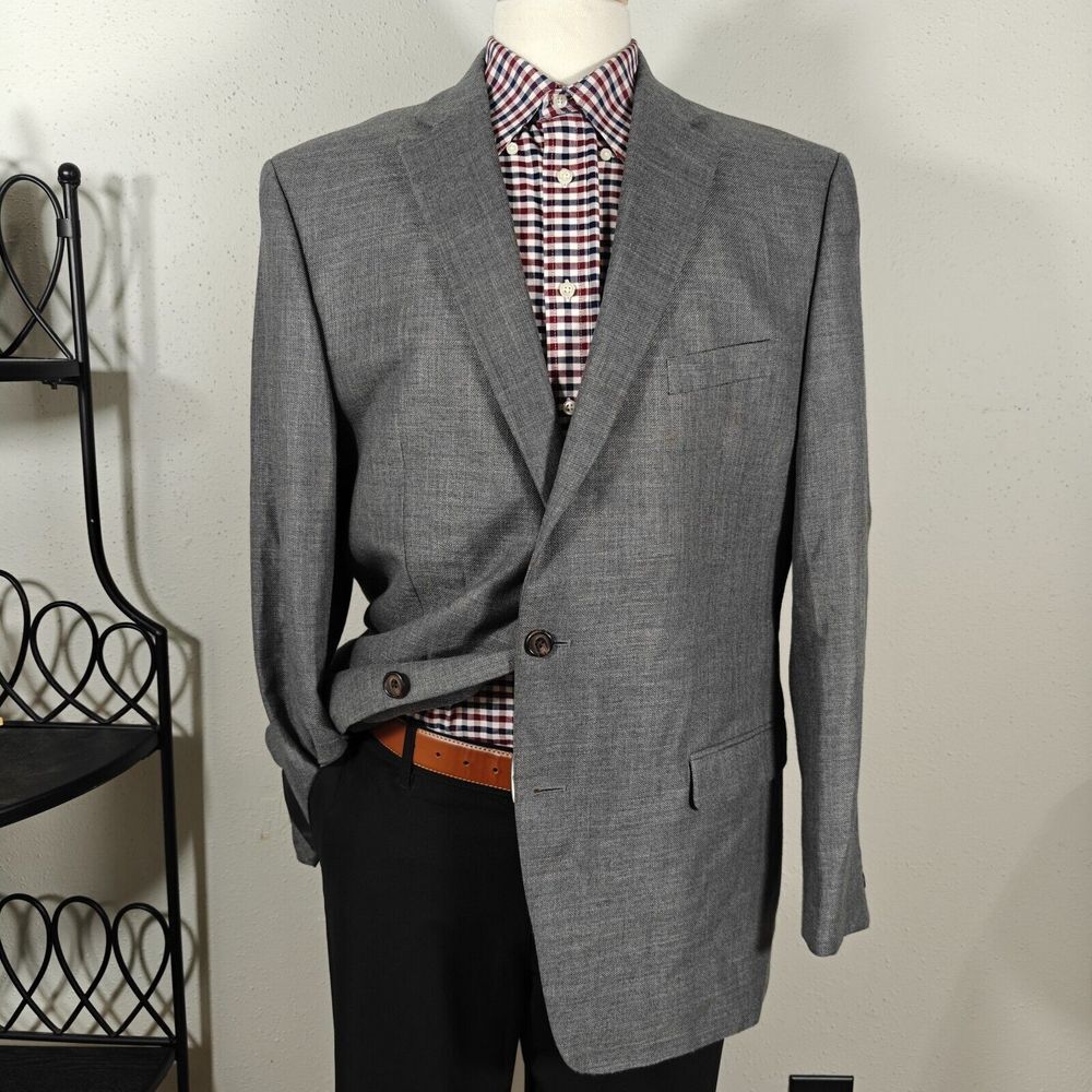 Lauren Ralph Lauren Men's Sport Coat Blazer Two Button SHKSKIN Gray Size 44L
